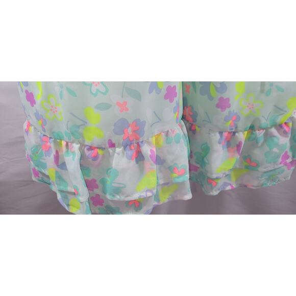 Blueberi Boulevard Girls Size 12 Green Floral Butterfly Bow Ruffle Party Dress - Picture 4 of 9